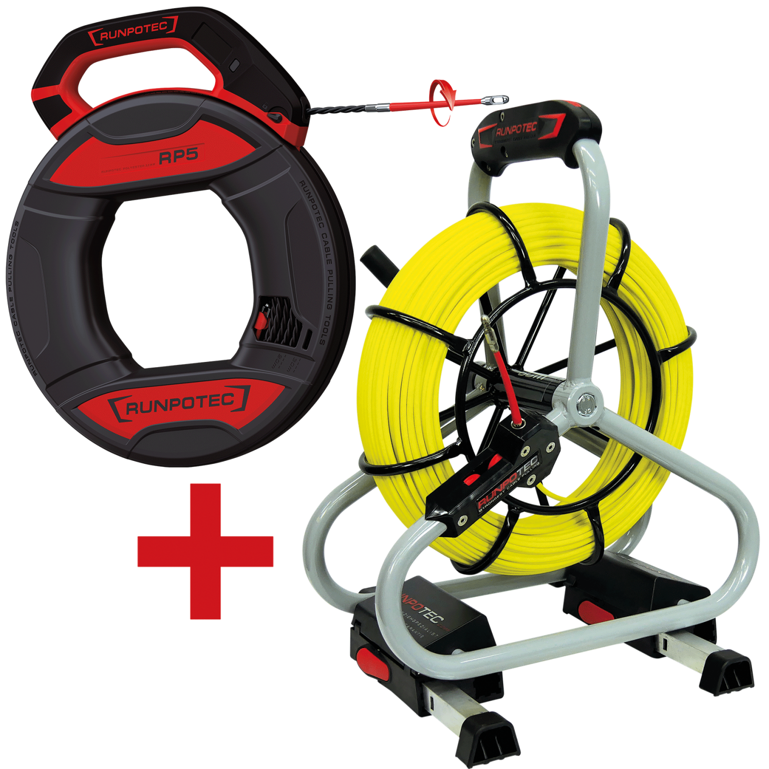 RUNPO ACTIESET Profi-set Glasvezel Trekveer Ø 4,5mm 60m + RUNPO 5 met Box 30m