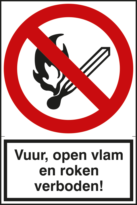Spectrum ZK Vuur Open Vlam en Roken Verboden 200x300mm