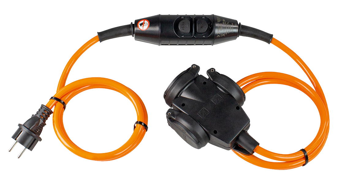 Schwabe Verlengkabel PUR PRCD-S H07BQ-F 3G2,5 3m met Verdeeldoos 230V/16A IP44 3-voudig