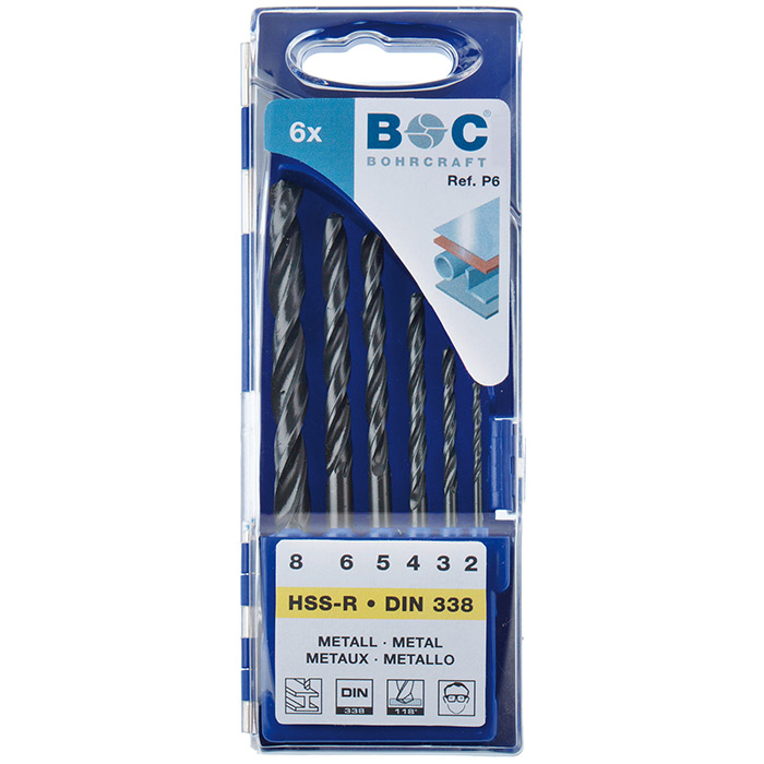 BC Spiraalborenset P6 DIN 338 HSS Rolgewalst Type N Ø 2,0-8,0mm, 6-delig