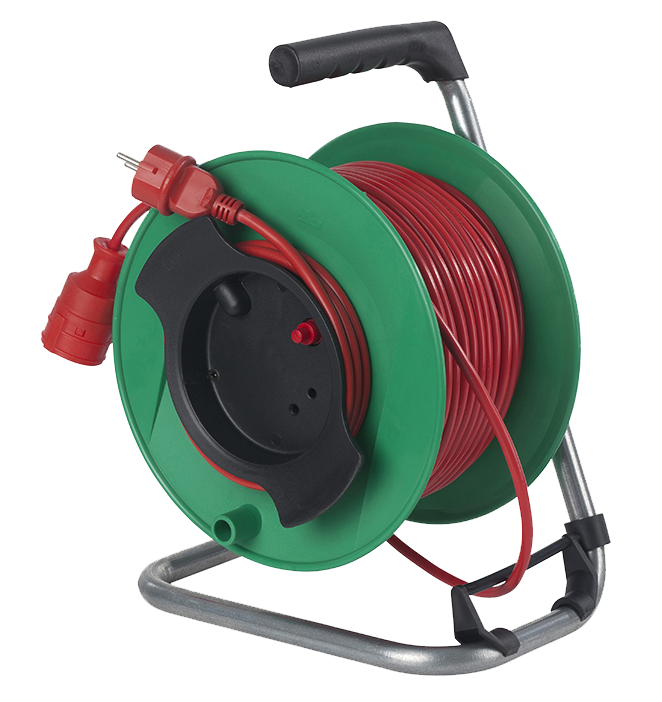 Schwabe Kabelhaspel "apparatuur" Vinyl 230V/16A IP20 H05VV-F 3G1.5 rood 25m 1.5m aansluitkabel
