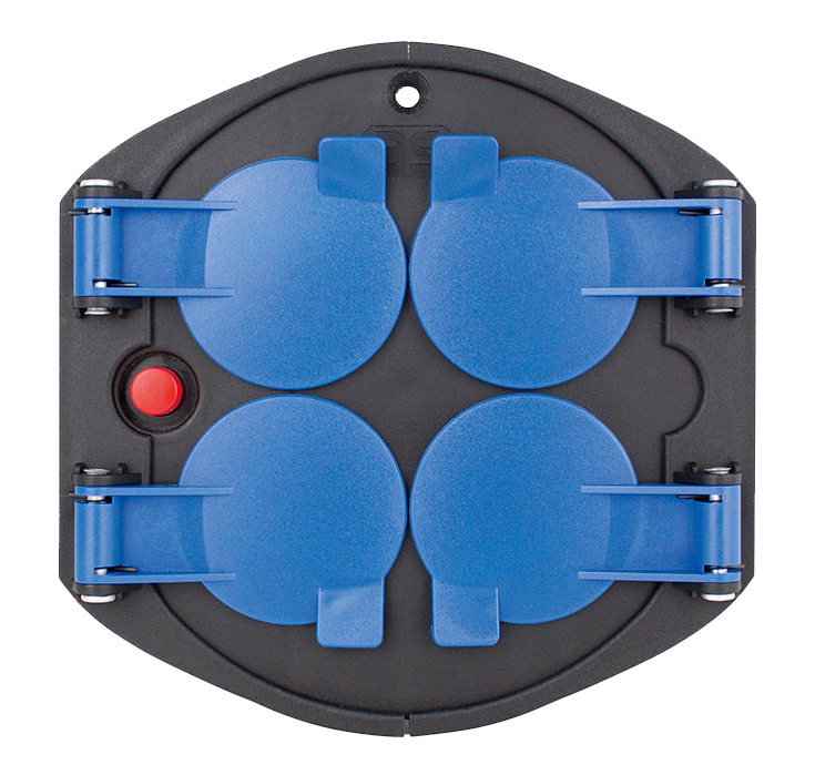 Schwabe Contactdoos Inzetstuk 230V/16A IP20 tbv kabelhaspel met 4 contacten met deksel