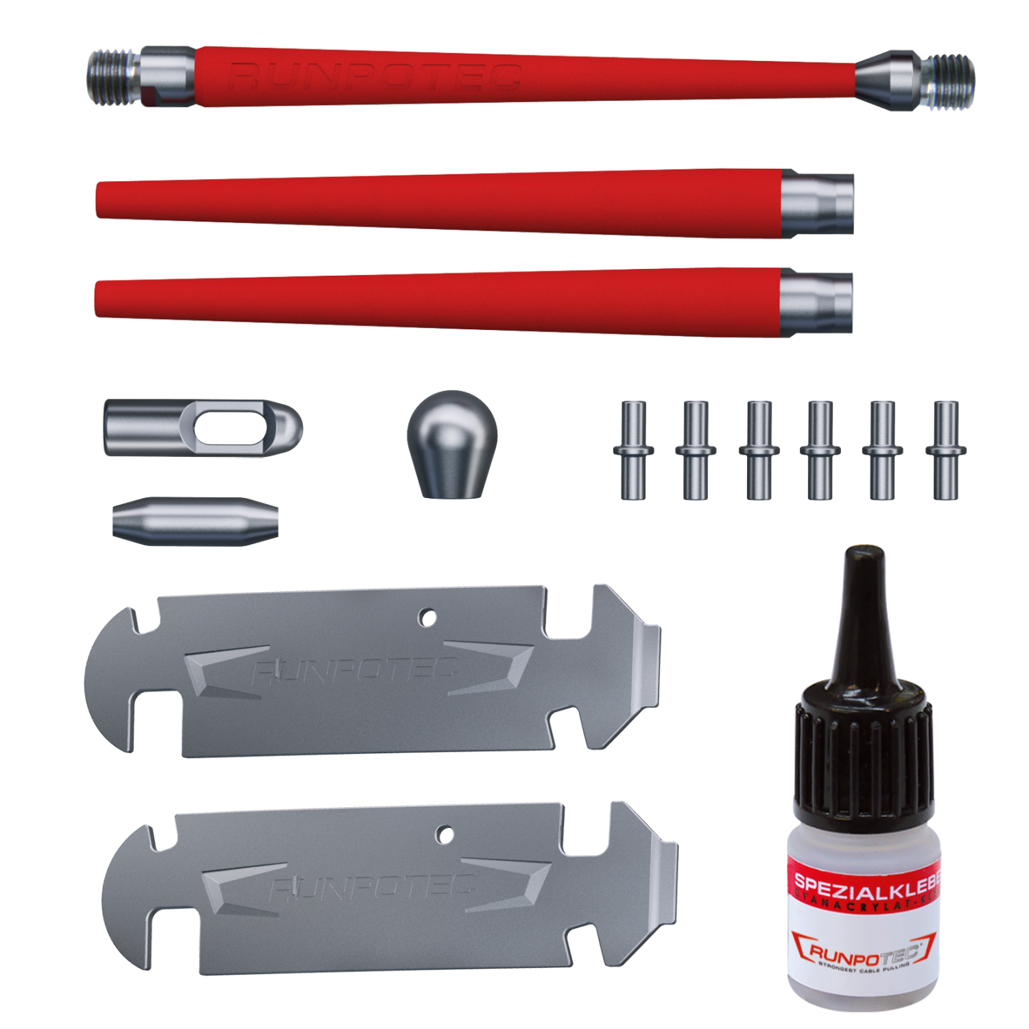 RUNPO GF3 Reparatieset Ø 3mm Glasvezel Trekveer, 15-delig