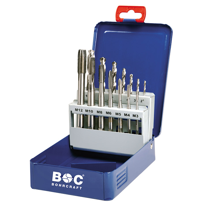 BC Machinetappenset HSS-G MBA14-G vorm B M3-M12 + boren, 14-delig