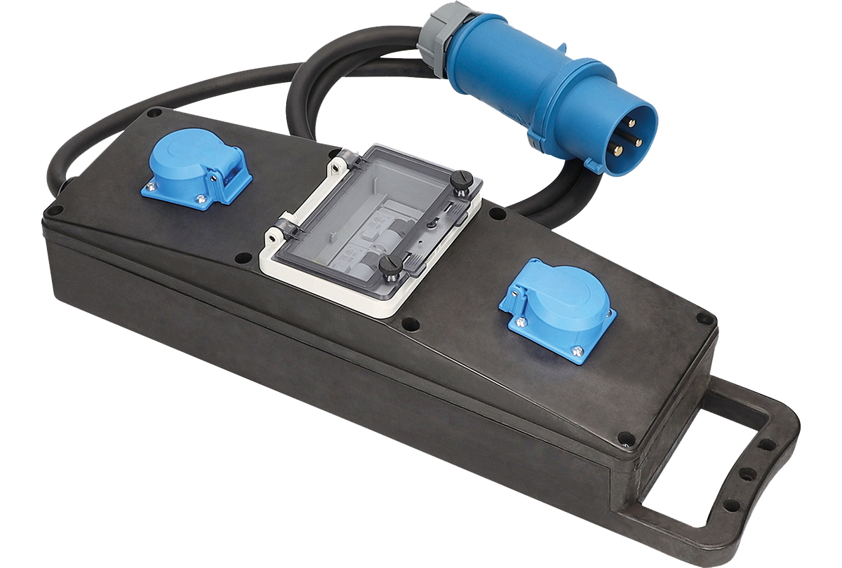 Schwabe CEE Mobiele Stroomverdeler S22 230V/32A IP44 3-polig met kabel H07RN-F 3G6 2m