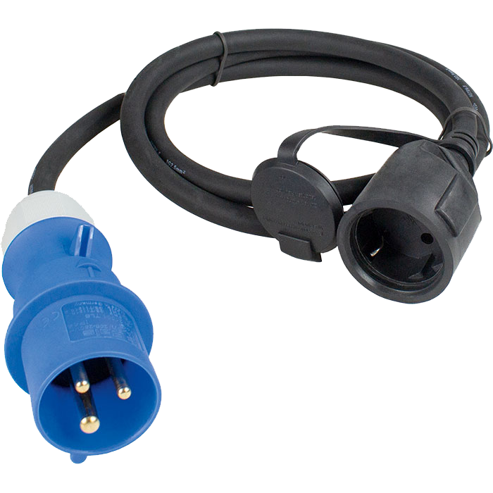 Schwabe Camping CEE Adapterkabel met geaarde Contrastekker 230V/16A IP44 H07RN-F 3G2,5 0,5m
