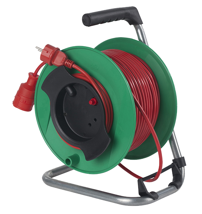 Schwabe Kabelhaspel "apparatuur" Vinyl 230V/16A IP20 H05VV-F 3G1.5 rood 50m 1.5m aansluitkabel