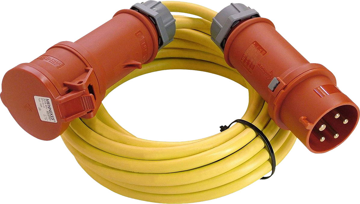 Schwabe CEE Verlengkabel PVC 400V/16A IP44 5-polig AT-N07V3V3-F 5G1.5 geel 10m