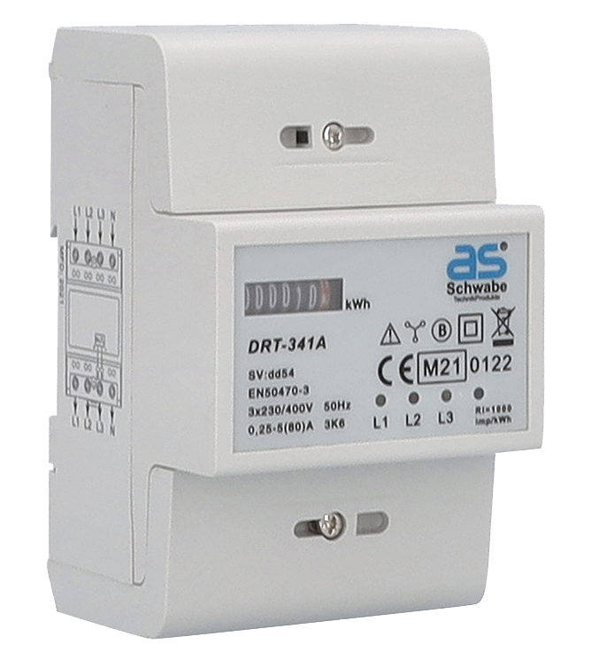 Schwabe Energieverbruiksmeter 3-fase 400V-50Hz 0,25-5 A (max. 80 A) IP44 DIN-rail