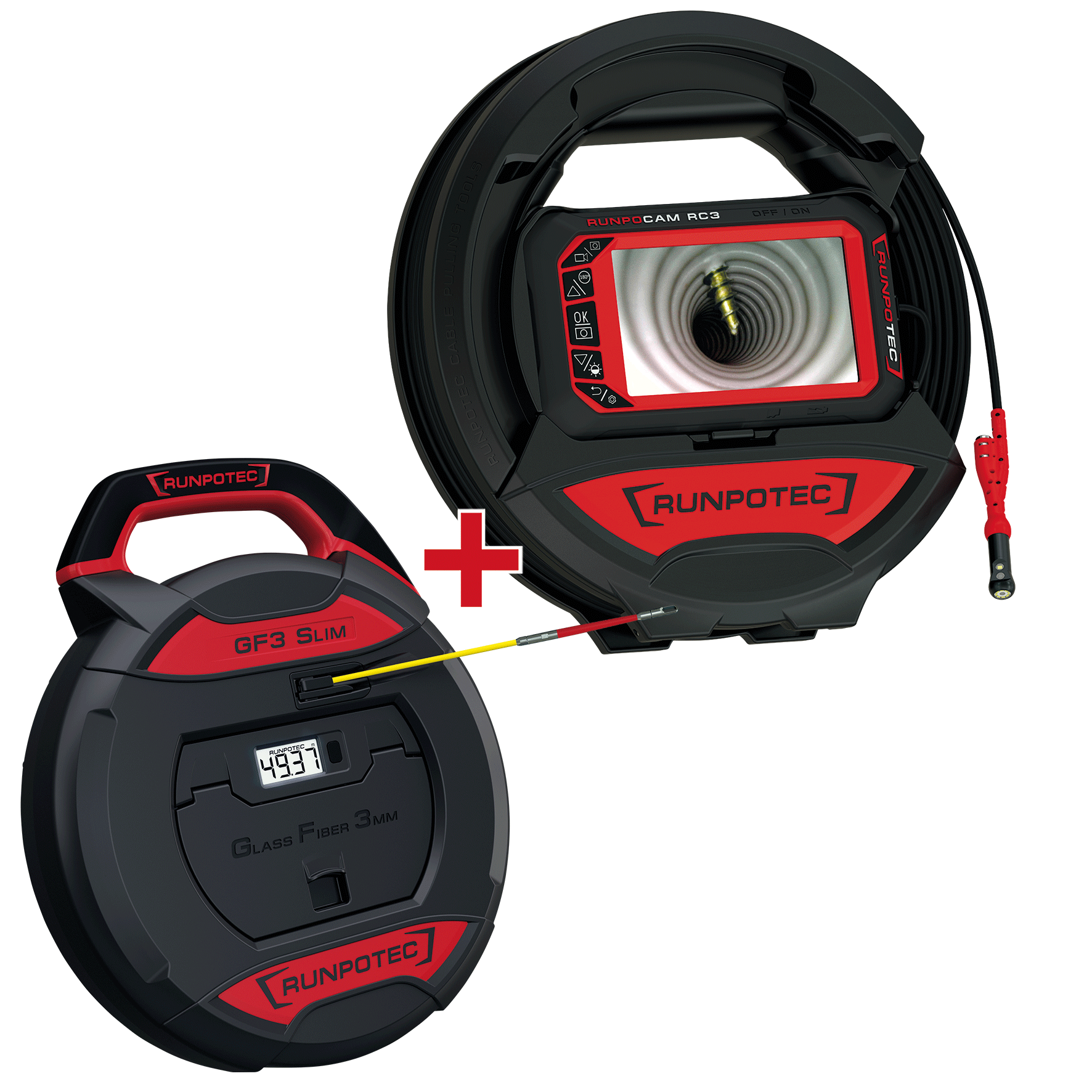 RUNPO ACTIESET Inspectiecamera RC3 15m + GF3 met lengtemeter 30m