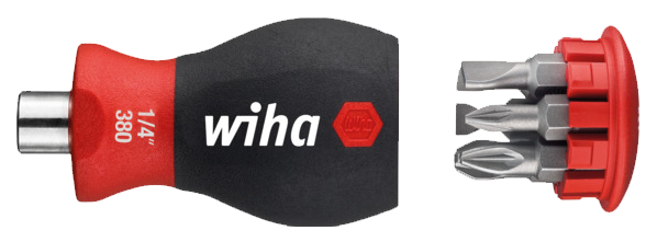 WIHA Stubby Schroevendraaier met Bitmagazijn magnetisch 1/4" 3801 SL/PZ
