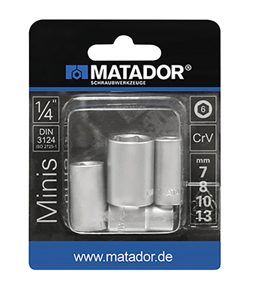 Matador 1/4" Zeskantdoppenset 7-8-10-13