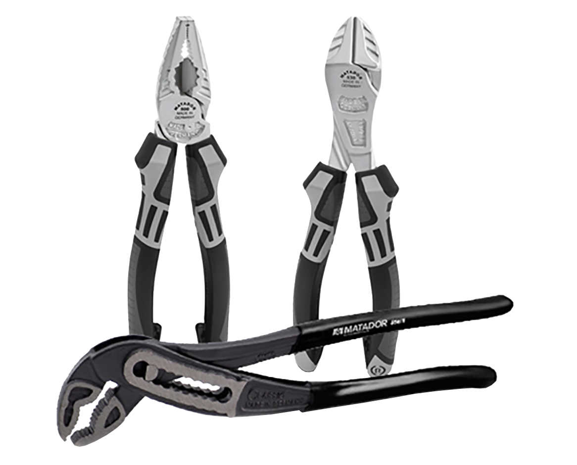 Matador Tangenset Combinatie-,Zijknip-, Waterpomptang, 3-delig