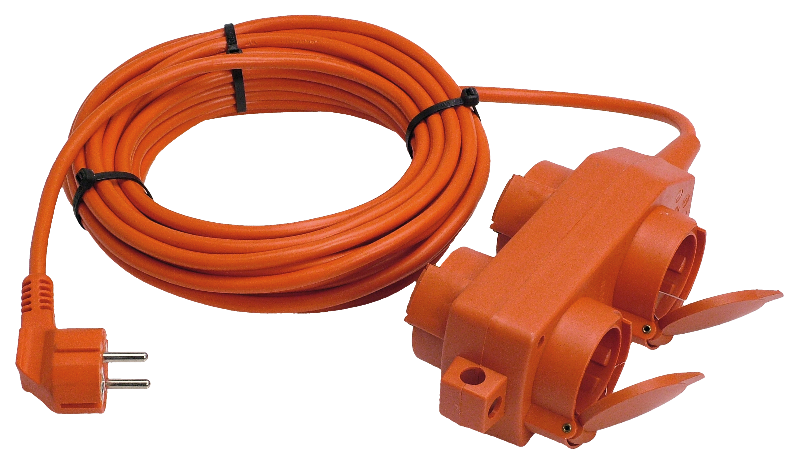 Schwabe Verlengkabel H05VV-F 3G1,5 10m met Verdeelblok 230V/16A IP20 4-voudig