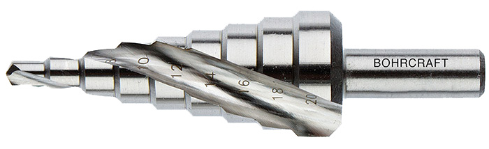 BC PB Trappenboor HSS-E Co 5% Spiraalgroef 2A-S, 2mm stap 4-20mm