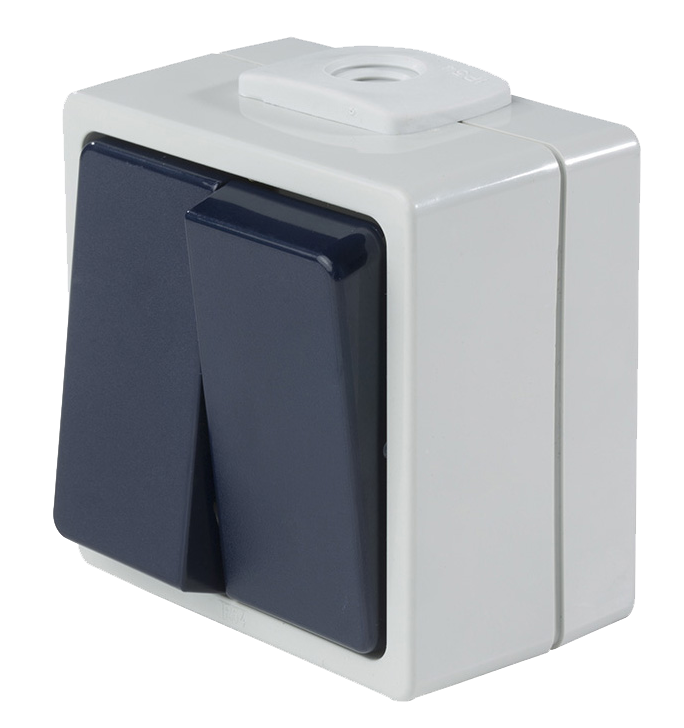 Schwabe Opbouwschakelaar 230V/10A IP54 Lichtgrijs/Staalgrijs tot 2.5mm² serie