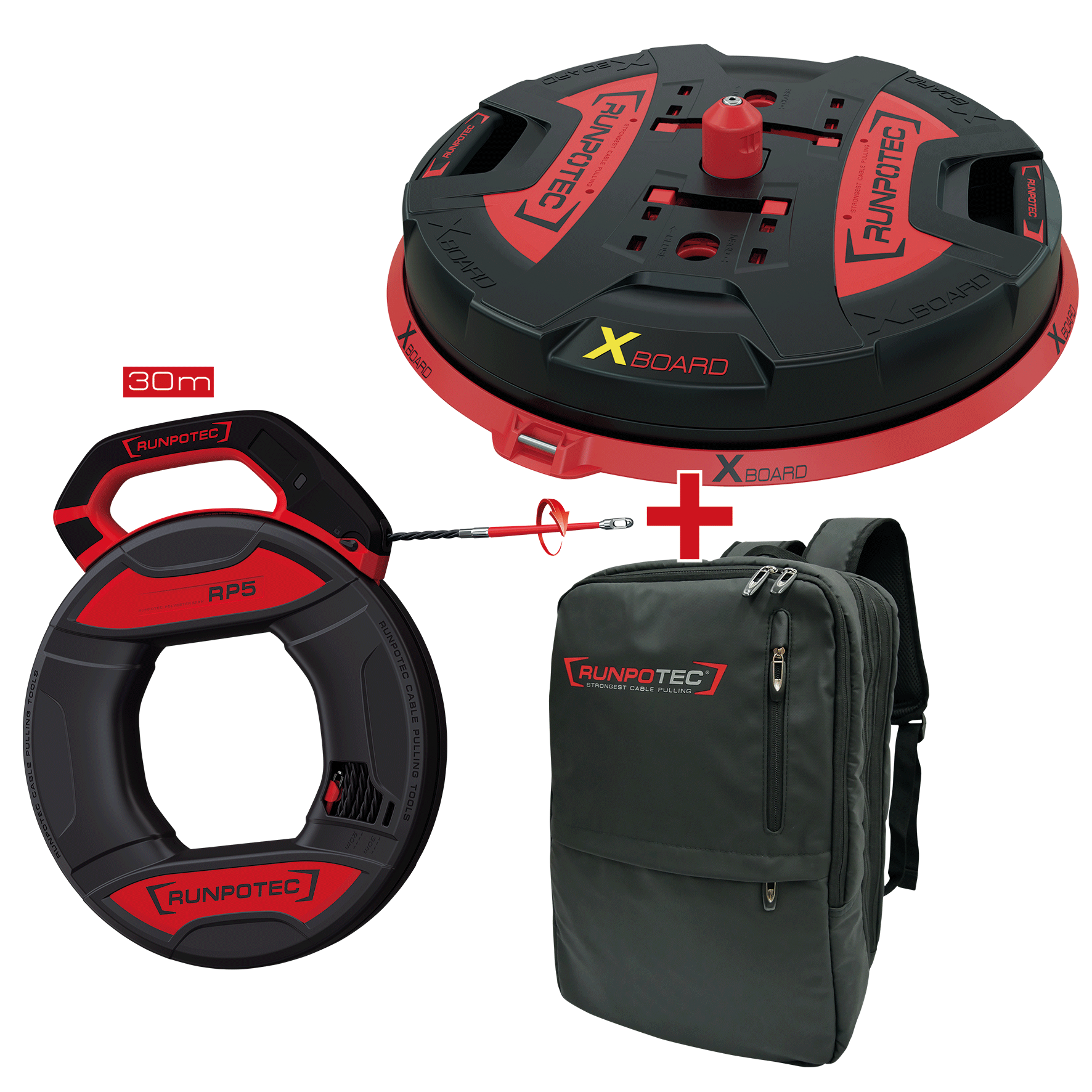 RUNPO ACTIESET X Board XB500 + RUNPO 5 Trekveer 30m + Rugzak