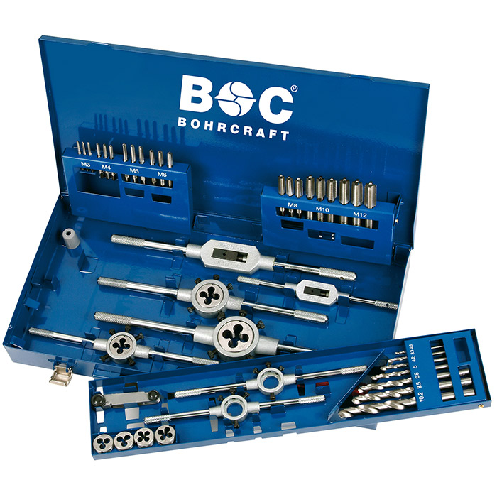 BC Draadsnijset GW12 M3-M12 met snijplaten, 44-delig