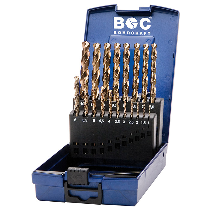 BC PP Spiraalborenset KE 10 TI DIN 338 HSS-E Co 5% Split-P Type VA/Ti 1,0-10,0mm, 19-delig