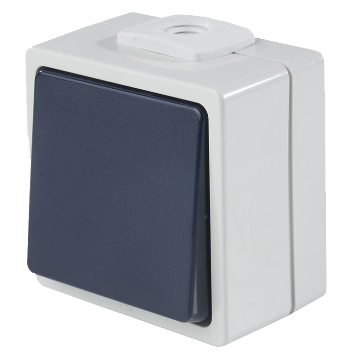 Schwabe Opbouwschakelaar 230V/10A IP54 Lichtgrijs/Staalgrijs tot 2.5mm² wissel