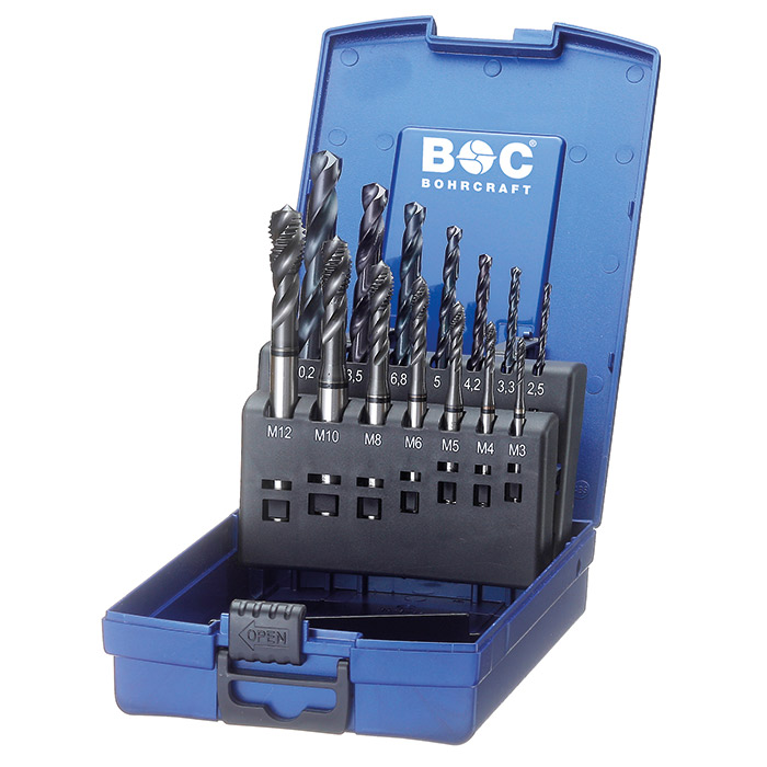 BC PP Machinetappenset HSS-E MGB14G-K vorm C RSP40° TiN M3-M12 + boren, 14-delig