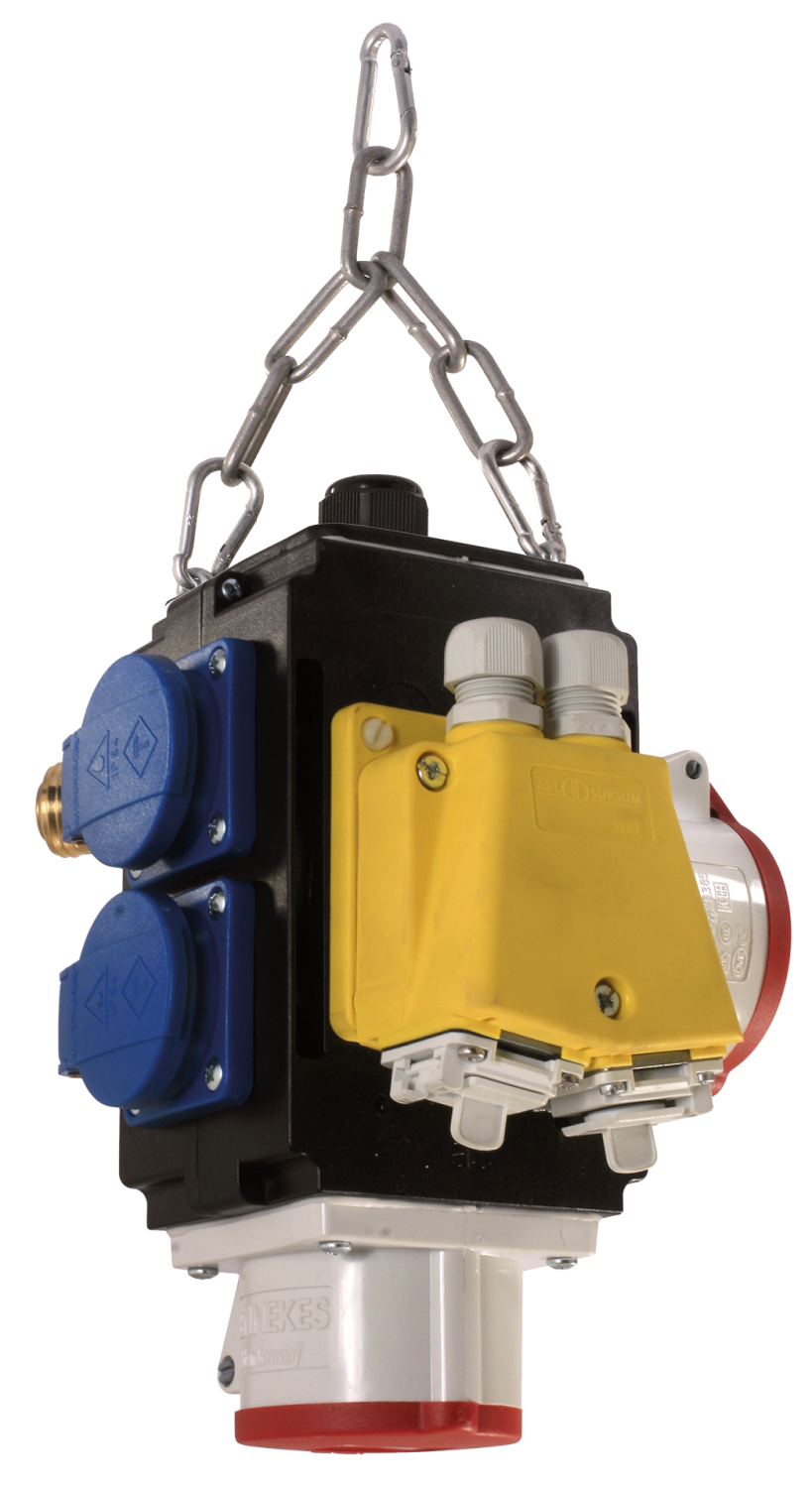 Schwabe MIXO Hangverdeler III 2x 230V/16A, 2x RJ45 Cat6, 2x CEE 400V/16A 5-polig