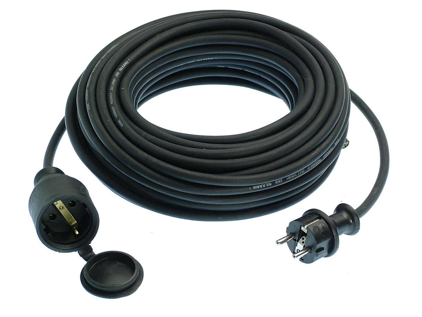 Schwabe Verlengkabel Rubber 230V/16A IP44 H05RR-F 3G1,5 zwart 10m