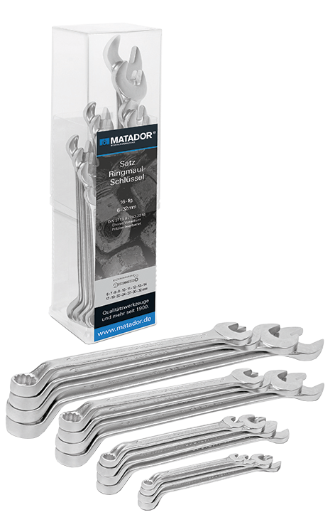 Matador Ringsteeksleutelset diep gebogen 6-32mm in kunststof box, 16-delig