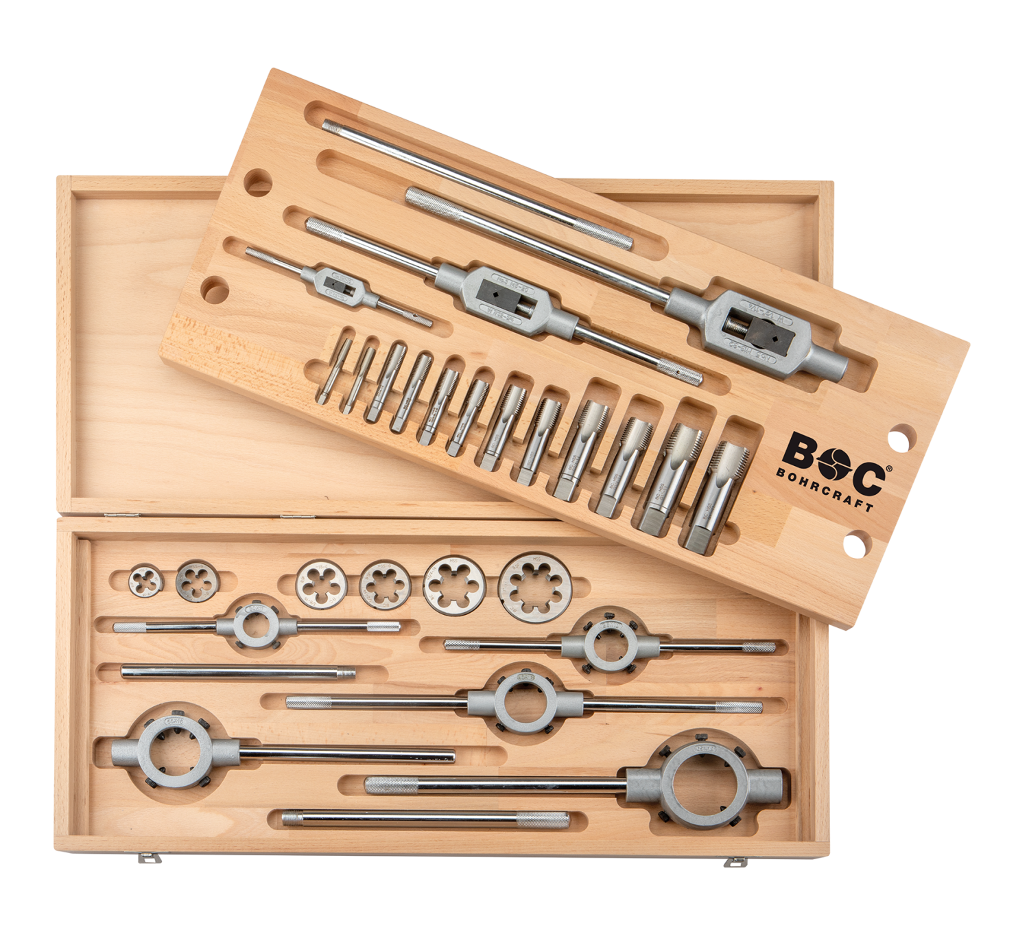 BC Draadsnijset GWH-G G1/8"-1", 25-delig in houten cassette