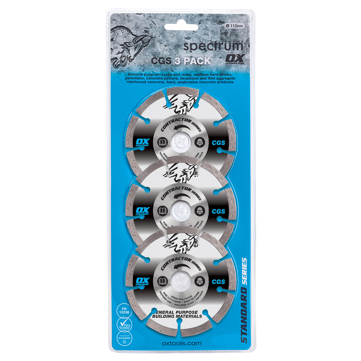 OX Contractor Diamantzaagblad CGS 115mm (3 stuks)