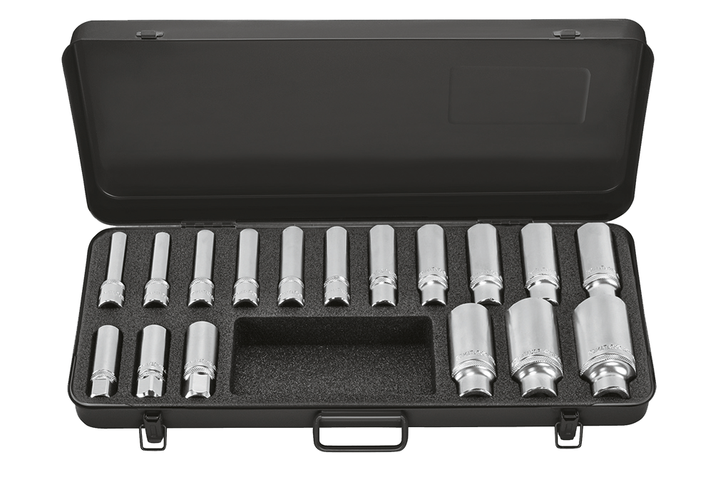 Matador 1/2" Dopsleutelset Twaalfkant 10-80mm in metalen kist, 17-delig