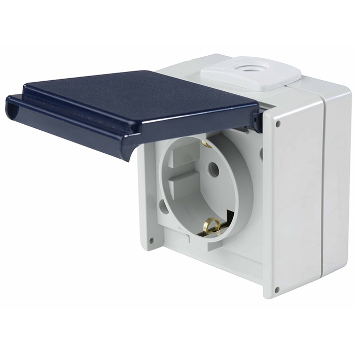 Schwabe Opbouwcontactdoos 230V/16A IP54 met klepdeksel