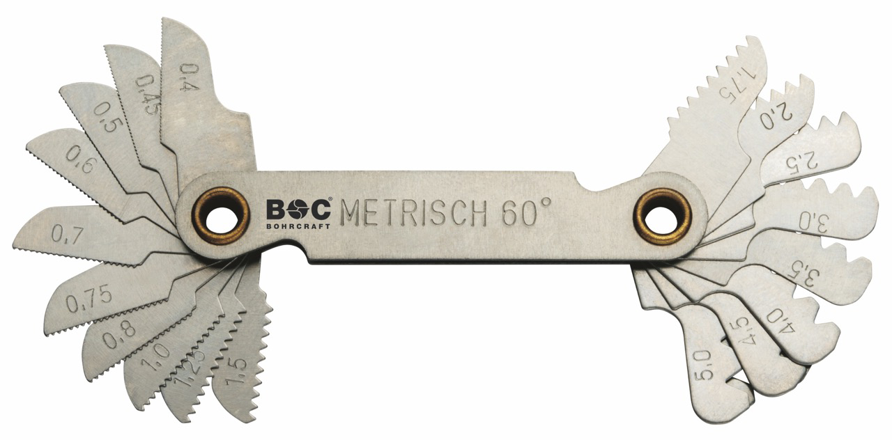 BC Schroefdraadspoedmeter metrisch 60°  Ø 0,4-6,0mm, 20 bladen