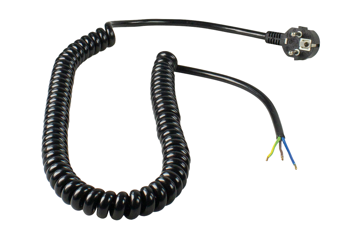 Schwabe Aansluitkabel Spiraal Vinyl 230V/16A IP20 H05VV-F 3G1.5 zwart 1-2.5m
