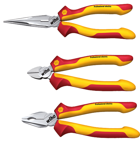 WIHA Tangenset 1000V VDE Professional Electric Z99006: Combinatie-, Punt-, Zijkniptang, 3-delig