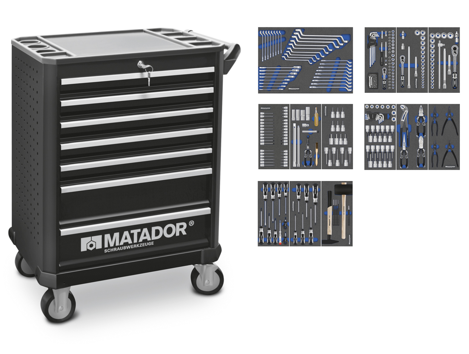 Matador Ratio Werkplaatswagen Automotive Pro 7 laden, 297-delig