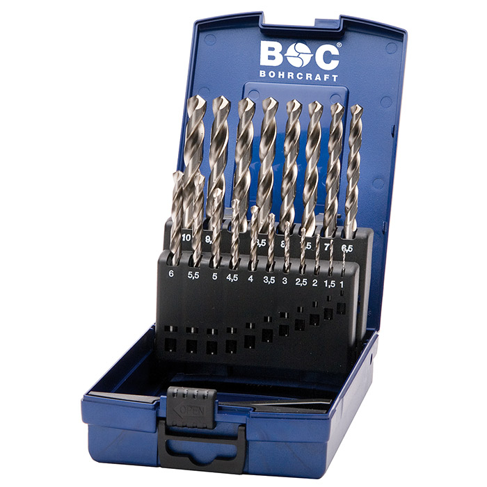 BC PB Spiraalborenset KG10 DIN 338 HSS-G Type N Ø 1,0-10,0mm, 19-delig
