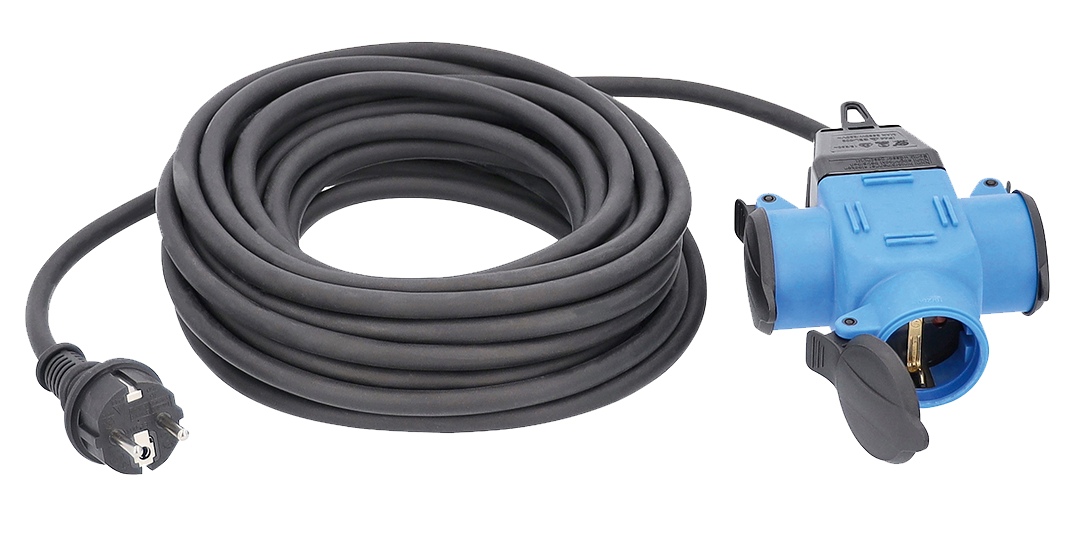 Schwabe Verlengkabel H07RN-F 3G1,5 10m met Verdeeldoos 230V/16A IP44 3-voudig