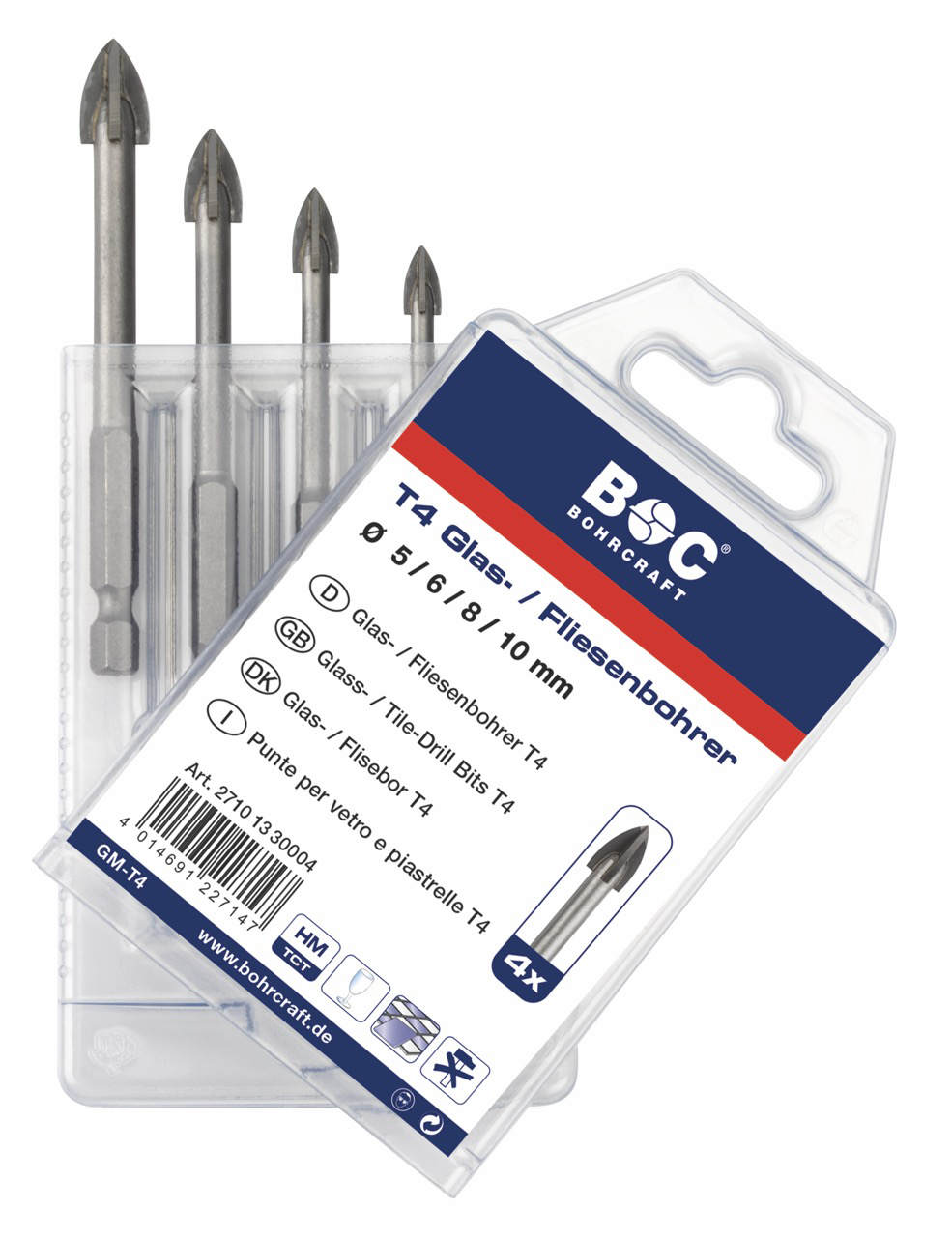 BC Glasborenset HM GM-T4 Ø 5-6-8-10mm, 4-delig