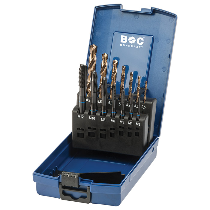 BC PP Machinetappenset Blauwring HSS-E MGB14G-K vorm B M3-M12 + boren, 14-delig
