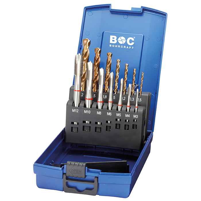 BC Machinetappenset HSS-E MGB 14G-K vorm B M3-M12 + boren, 14-delig