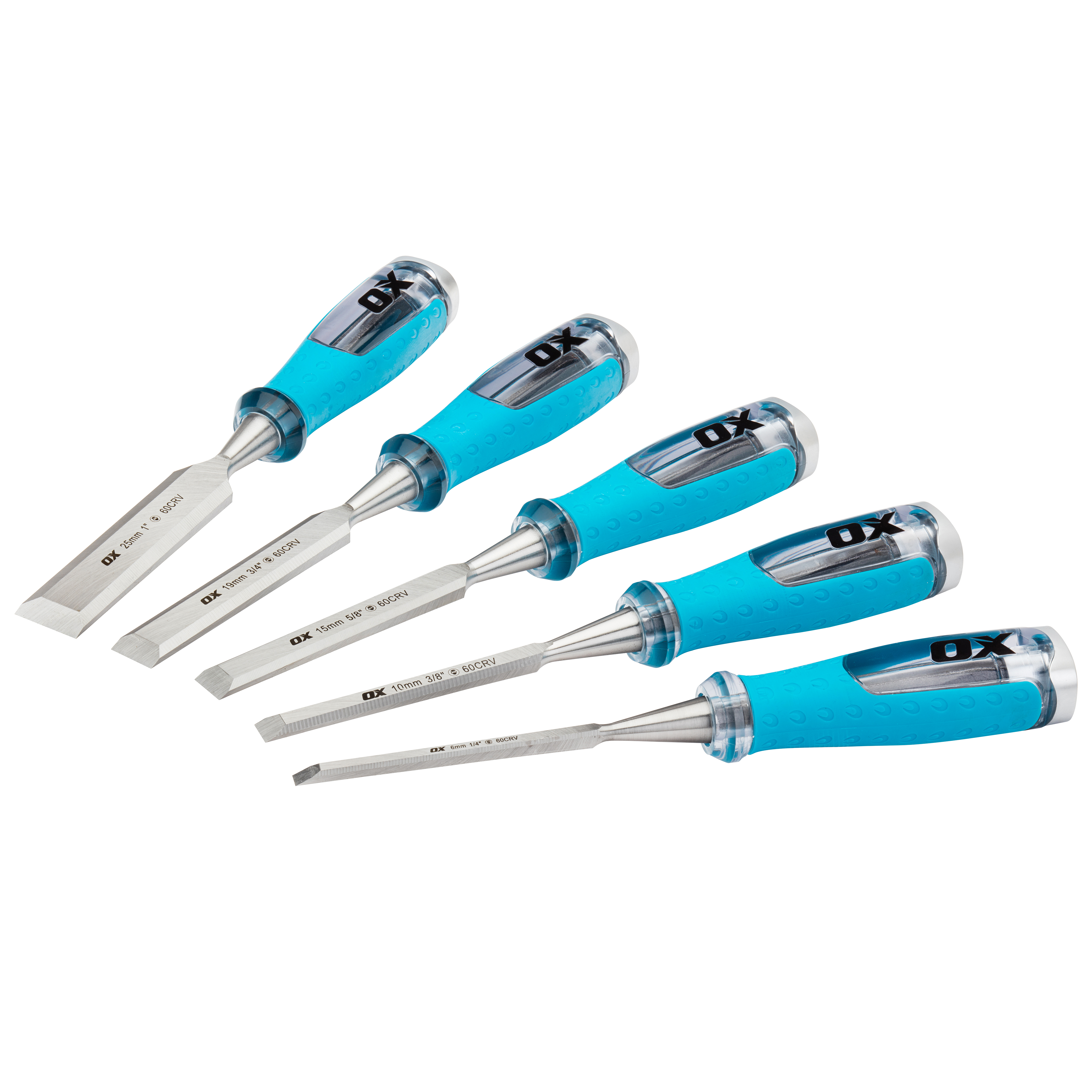 OX Pro Houtbeitelset 6-25mm in etui, 5-delig