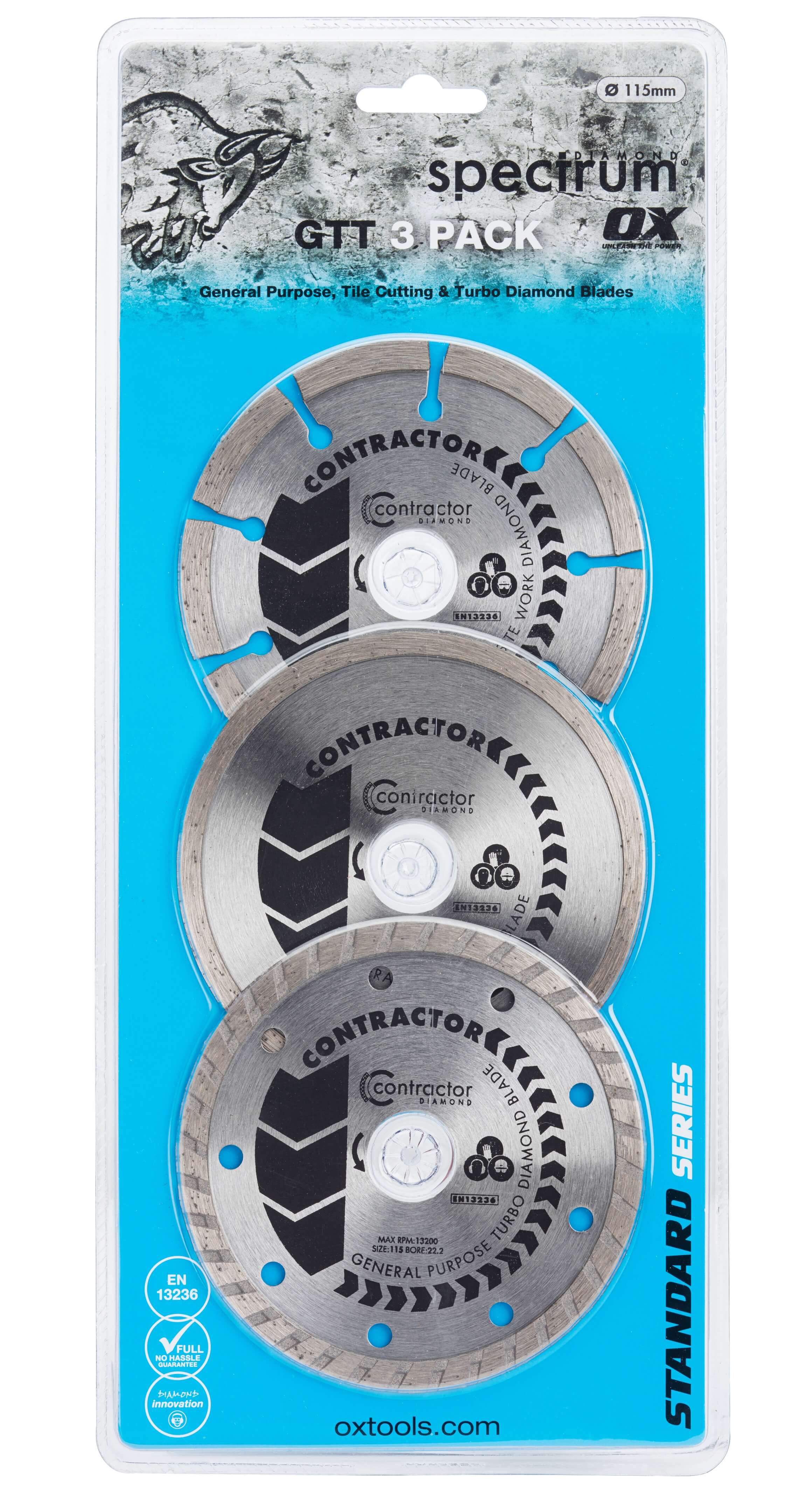 OX Contractor Diamantzaagblad GTT 115mm (3 stuks)