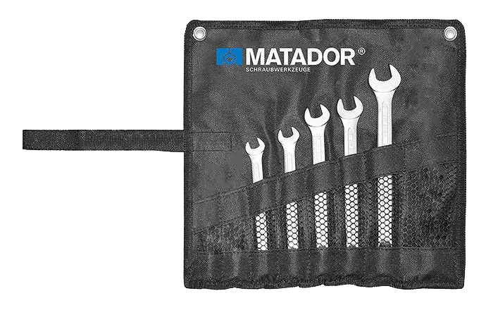 Matador Ringsteeksleutelset met omschakelbare Ratel 8-19mm in roltas,5-delig