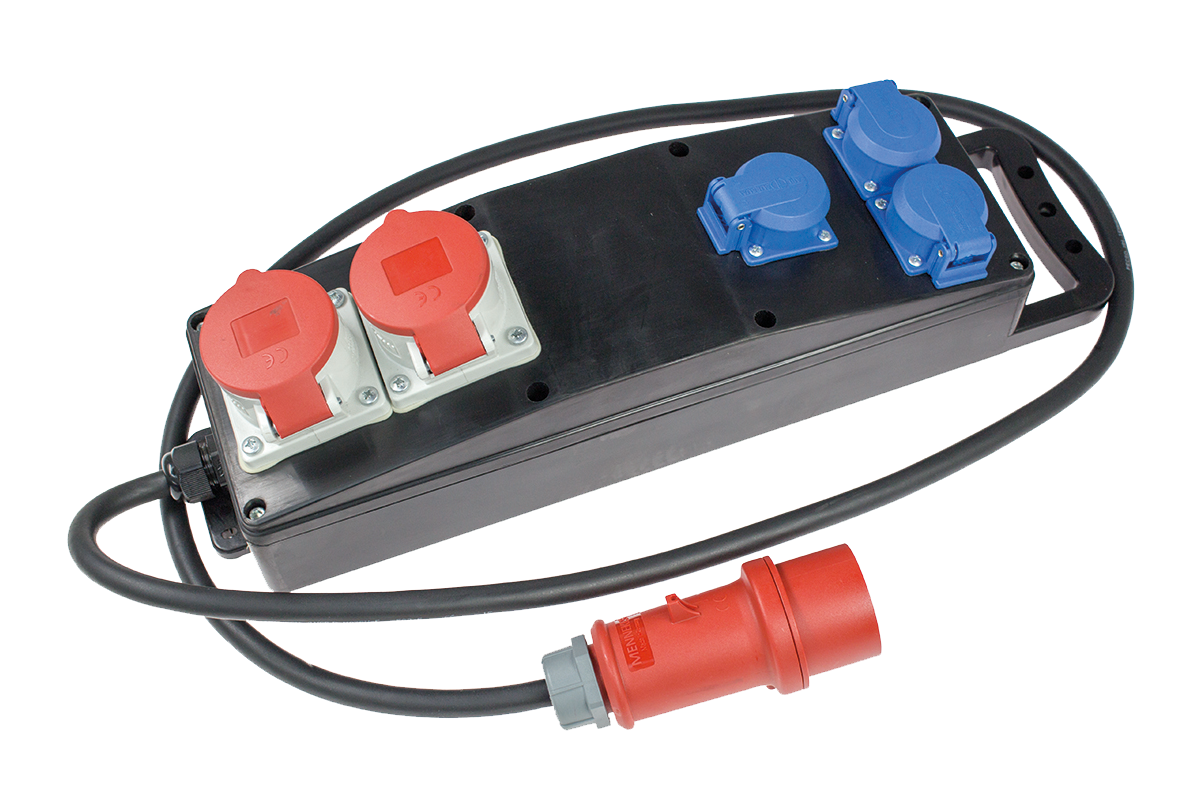 Schwabe CEE Stroomverdeler Massief Rubber S4 400V/16A IP44 5-voudig H07RN-F 5x2,5 2m