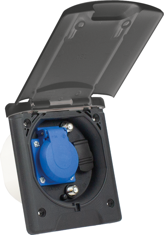 Schwabe Camping Inbouwcontactdoos 230V/16A IP44 Grijs