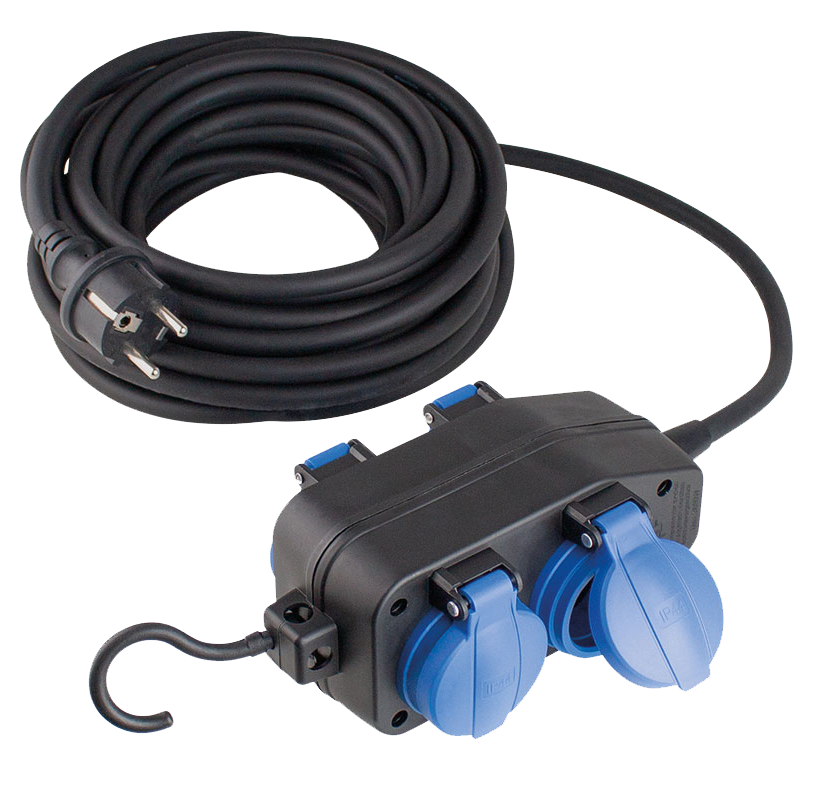 Schwabe Verlengkabel H07RN-F 3G1,5 10m met Verdeeldoos 230V/16A IP44 4-voudig