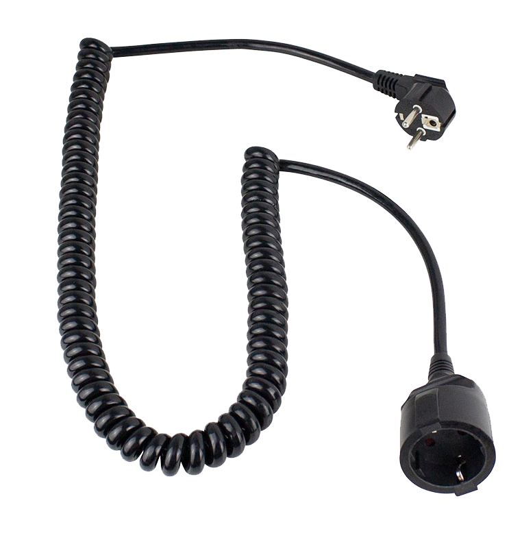 Schwabe Verlengkabel Spiraal Vinyl 230V/16A IP20 H05VV-F 3G1.5 zwart 2-4m