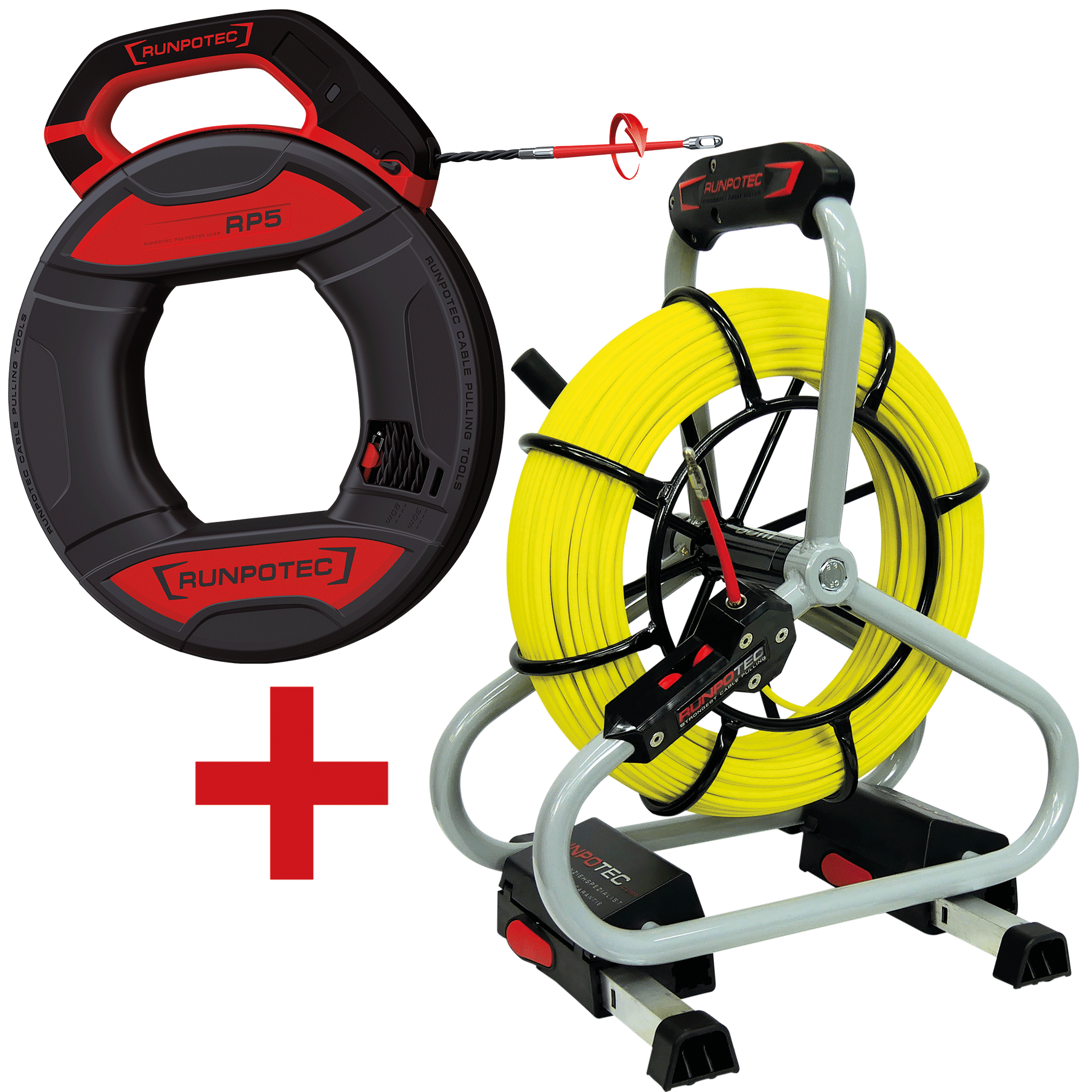 RUNPO ACTIESET Profi-set Glasvezel Trekveer Ø 4,5mm 60m + RUNPO 5 met Box 30m