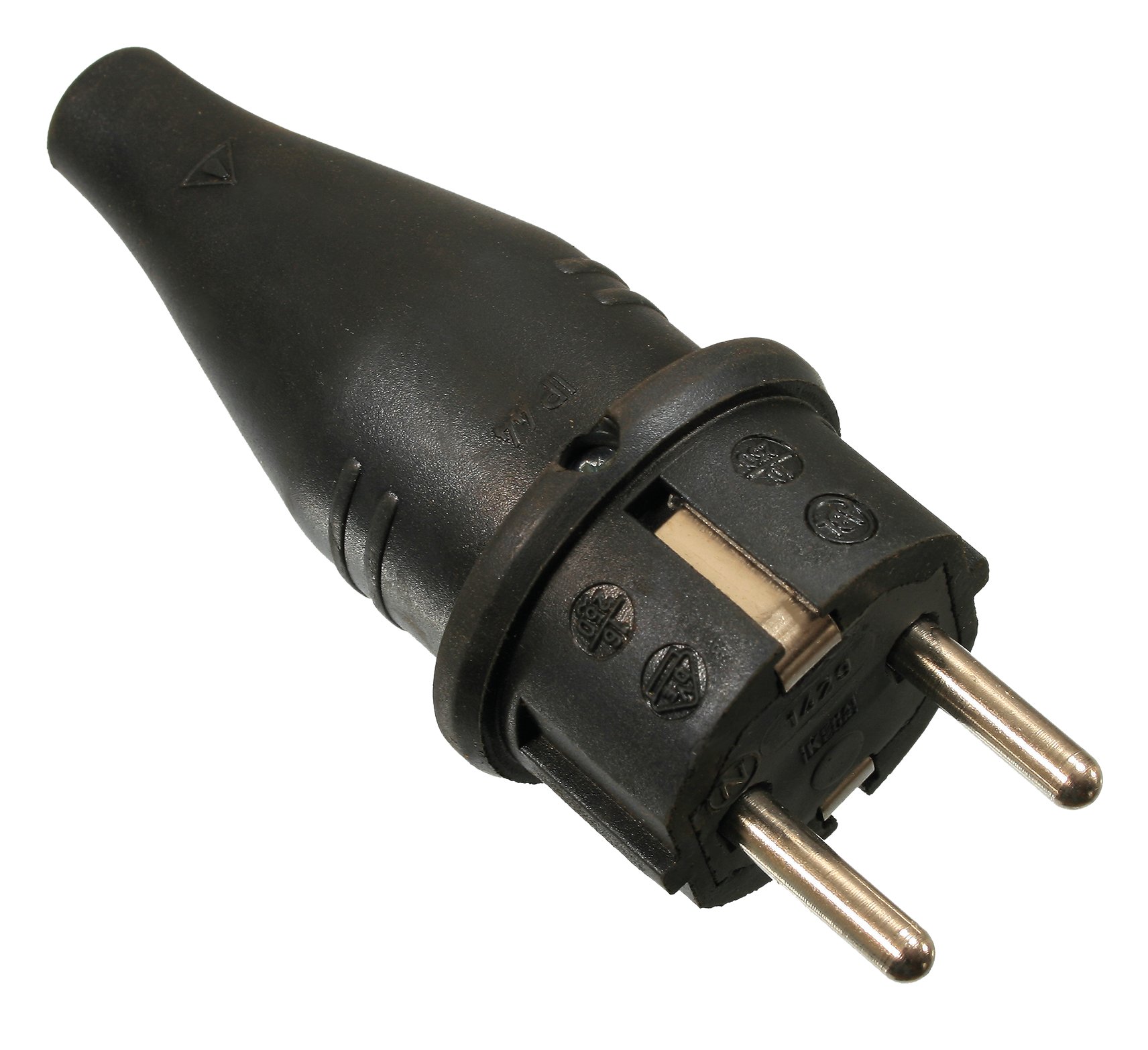 Schwabe Rubber Stekker 230V/16A IP44 Zwart tot 1,5 mm²